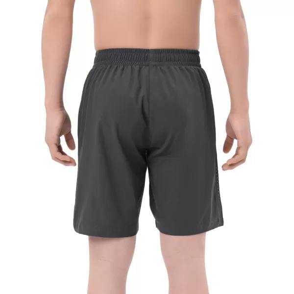 DEVOROPA Youth Boys Athletic Running Shorts Lightweight Quick Dry Sports Workout Gym Hiking Shorts Zip Pockets UPF 50Dark Gray