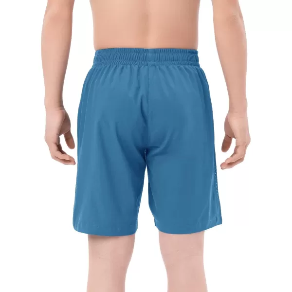 DEVOROPA Youth Boys Athletic Running Shorts Lightweight Quick Dry Sports Workout Gym Hiking Shorts Zip Pockets UPF 50Gray Blue
