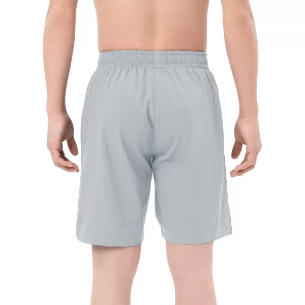 DEVOROPA Youth Boys Athletic Running Shorts Lightweight Quick Dry Sports Workout Gym Hiking Shorts Zip Pockets UPF 50Light Gray