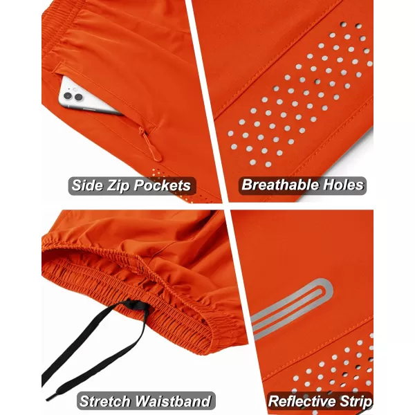 DEVOROPA Youth Boys Athletic Running Shorts Lightweight Quick Dry Sports Workout Gym Hiking Shorts Zip Pockets UPF 50Orange