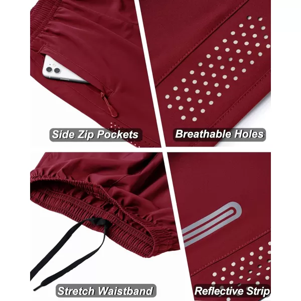 DEVOROPA Youth Boys Athletic Running Shorts Lightweight Quick Dry Sports Workout Gym Hiking Shorts Zip Pockets UPF 50Red