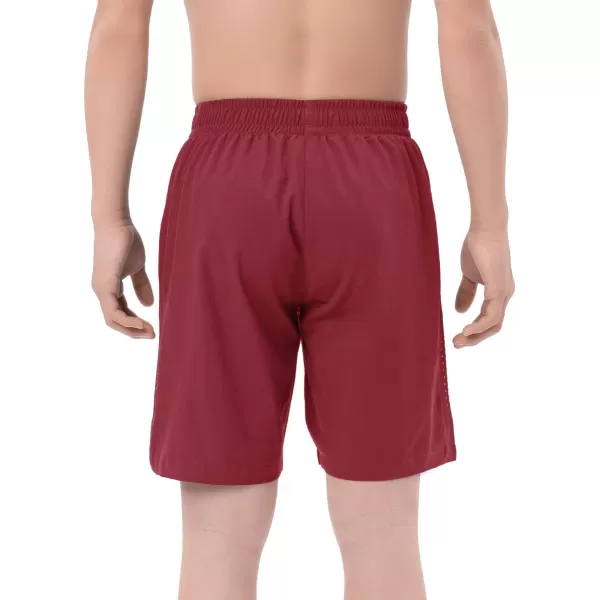 DEVOROPA Youth Boys Athletic Running Shorts Lightweight Quick Dry Sports Workout Gym Hiking Shorts Zip Pockets UPF 50Red
