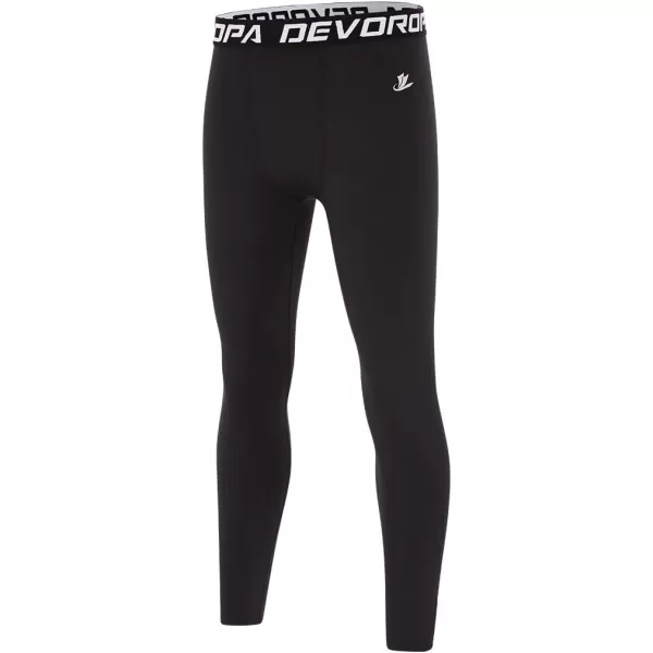 DEVOROPA Youth Boys Compression Leggings Sports Tights Fleece Lined Thermal Base Layer PantsBlackfleece Lined