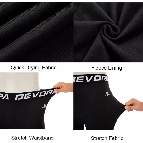 DEVOROPA Youth Boys Compression Leggings Sports Tights Fleece Lined Thermal Base Layer PantsBlackfleece Lined