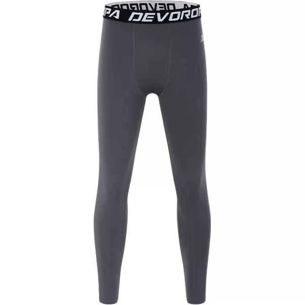 DEVOROPA Youth Boys Compression Leggings Sports Tights Fleece Lined Thermal Base Layer PantsGrayfleece Lined