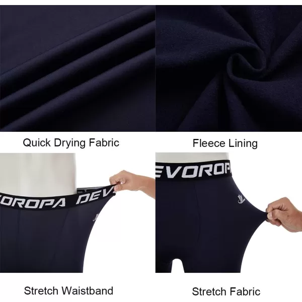 DEVOROPA Youth Boys Compression Leggings Sports Tights Fleece Lined Thermal Base Layer PantsNavyfleece Lined