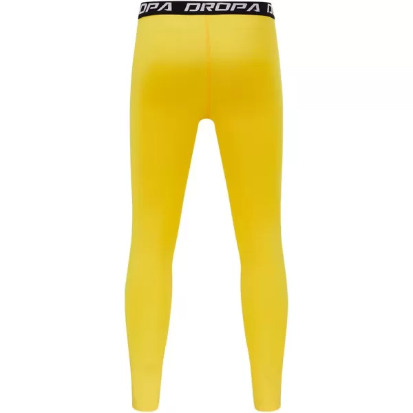 DEVOROPA Youth Boys Compression Leggings Sports Tights Fleece Lined Thermal Base Layer PantsYellowfleece Lined