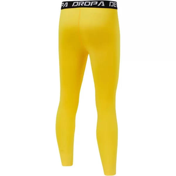 DEVOROPA Youth Boys Compression Leggings Sports Tights Fleece Lined Thermal Base Layer PantsYellowfleece Lined