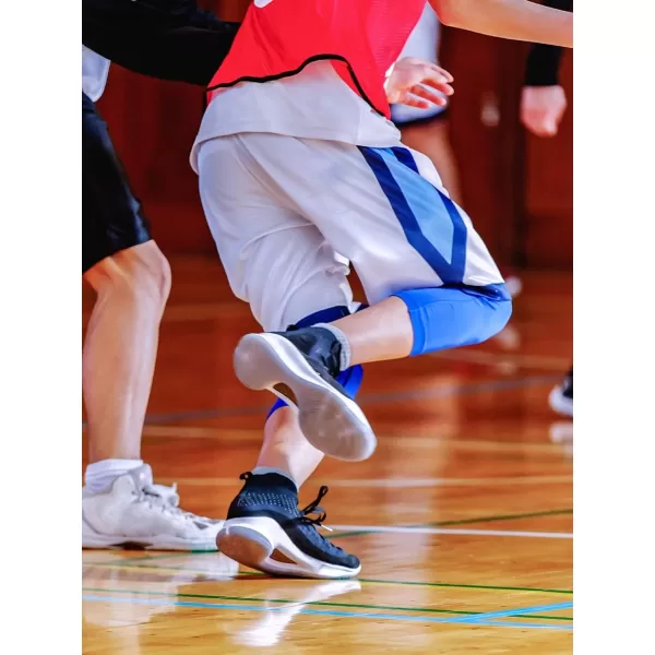 DEVOROPA Youth Boys Compression Pants with Knee Pads 34 Basketball Athletic Tights Quick Dry Sports Workout LeggingsOrange
