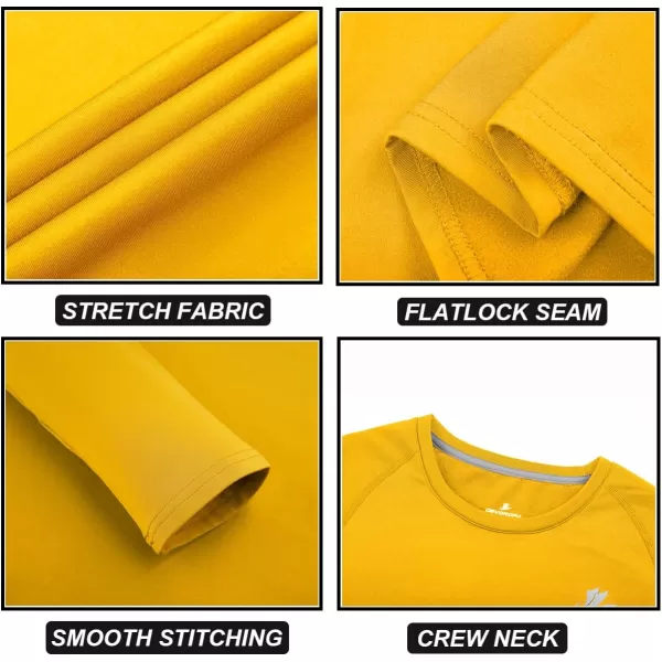 DEVOROPA Youth Boys Compression Shirt Long Sleeve Football Baseball Undershirt Quick Dry Sports BaselayerGold