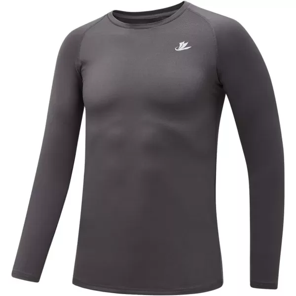 DEVOROPA Youth Boys Compression Shirt Long Sleeve Football Baseball Undershirt Quick Dry Sports BaselayerGray