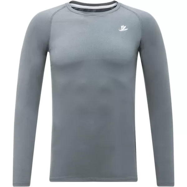 DEVOROPA Youth Boys Compression Shirt Long Sleeve Football Baseball Undershirt Quick Dry Sports BaselayerLight Gary