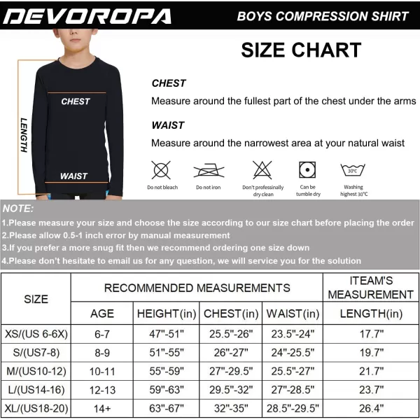 DEVOROPA Youth Boys Compression Shirt Long Sleeve Football Baseball Undershirt Quick Dry Sports BaselayerLight Gary