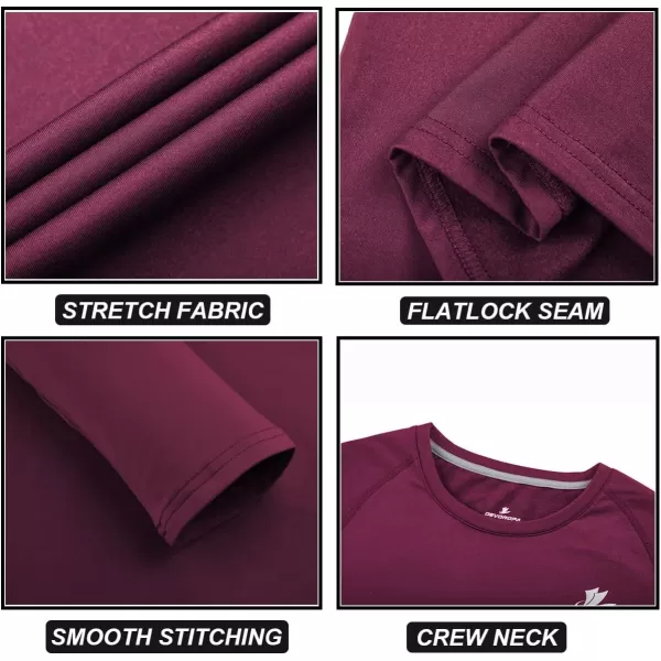 DEVOROPA Youth Boys Compression Shirt Long Sleeve Football Baseball Undershirt Quick Dry Sports BaselayerMaroon
