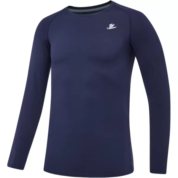 DEVOROPA Youth Boys Compression Shirt Long Sleeve Football Baseball Undershirt Quick Dry Sports BaselayerNavy