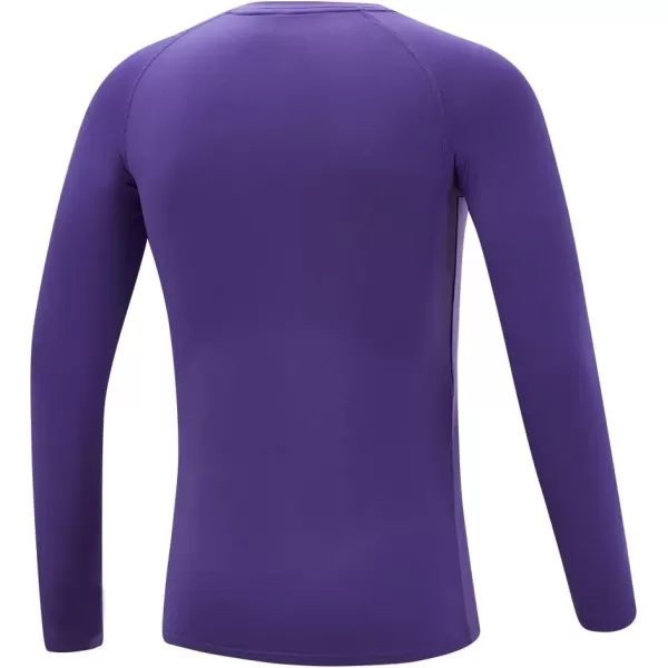 DEVOROPA Youth Boys Compression Shirt Long Sleeve Football Baseball Undershirt Quick Dry Sports BaselayerPurple