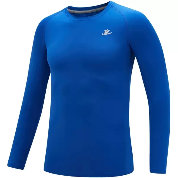 DEVOROPA Youth Boys Compression Shirt Long Sleeve Football Baseball Undershirt Quick Dry Sports BaselayerRoyal Blue