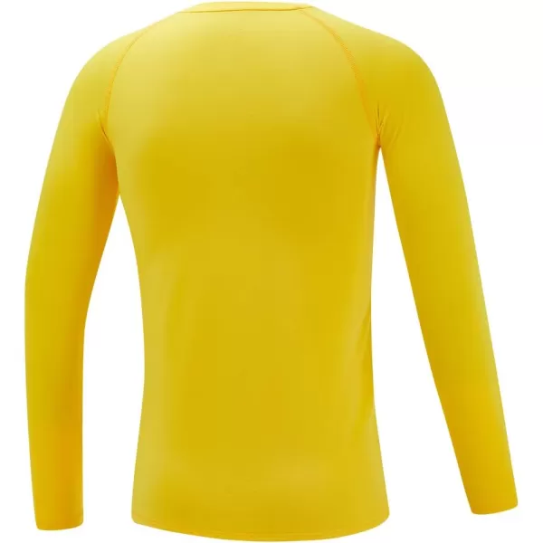 DEVOROPA Youth Boys Compression Shirt Long Sleeve Football Baseball Undershirt Quick Dry Sports BaselayerYellow