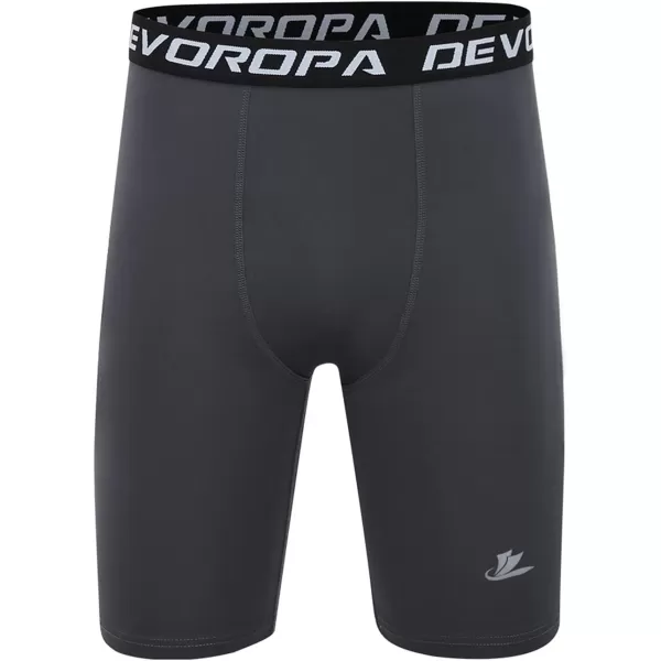 DEVOROPA Youth Boys Compression Shorts Performance Athletic Base Layers Workout Training Underwear Side Pocket Pack of 2BlackGrayno Side Pockets