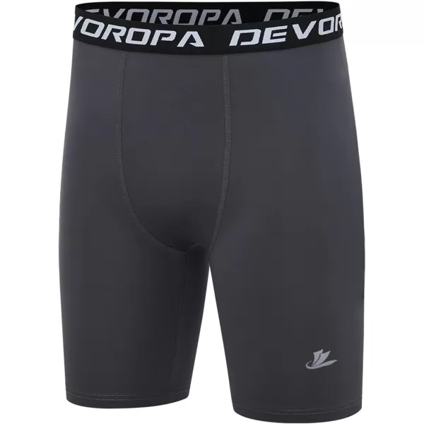 DEVOROPA Youth Boys Compression Shorts Performance Athletic Base Layers Workout Training Underwear Side Pocket Pack of 2BlackGrayno Side Pockets