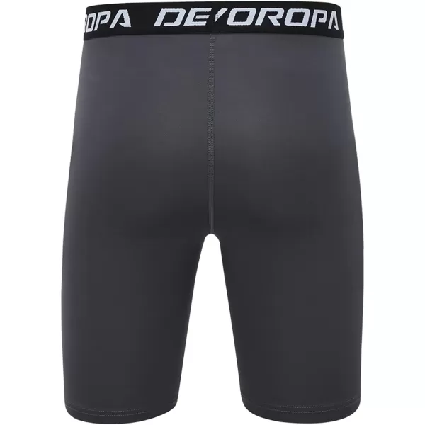 DEVOROPA Youth Boys Compression Shorts Performance Athletic Base Layers Workout Training Underwear Side Pocket Pack of 2BlackGrayno Side Pockets