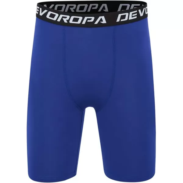 DEVOROPA Youth Boys Compression Shorts Performance Athletic Base Layers Workout Training Underwear Side Pocket Pack of 2BlackRoyalno Side Pockets