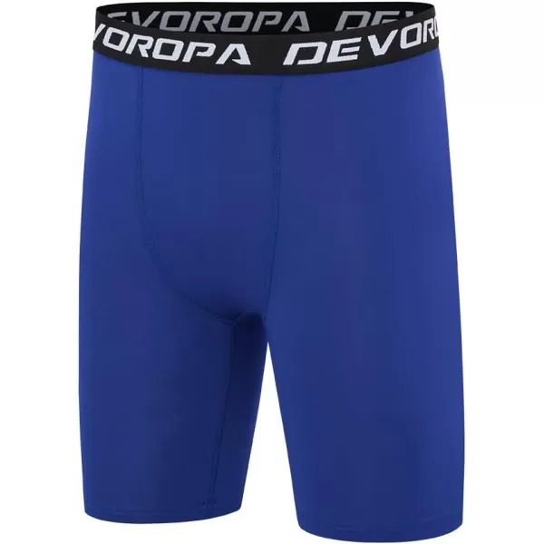 DEVOROPA Youth Boys Compression Shorts Performance Athletic Base Layers Workout Training Underwear Side Pocket Pack of 2BlackRoyalno Side Pockets