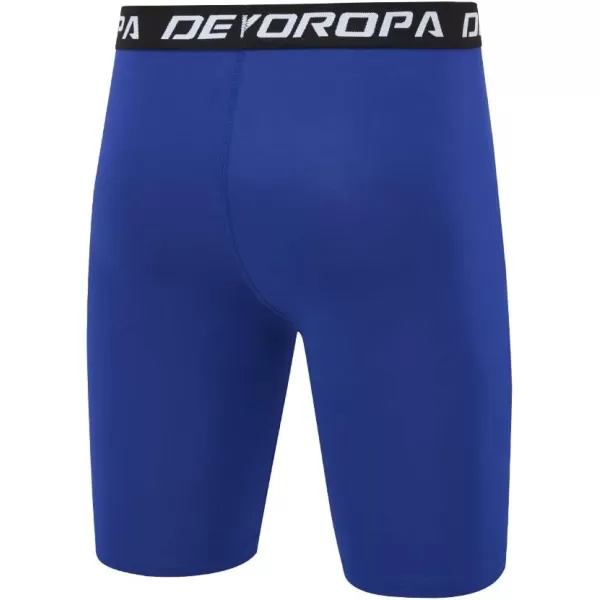 DEVOROPA Youth Boys Compression Shorts Performance Athletic Base Layers Workout Training Underwear Side Pocket Pack of 2BlackRoyalno Side Pockets