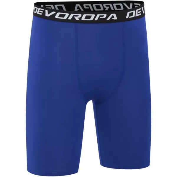 DEVOROPA Youth Boys Compression Shorts Performance Athletic Base Layers Workout Training Underwear Side Pocket Pack of 2BlackRoyalno Side Pockets
