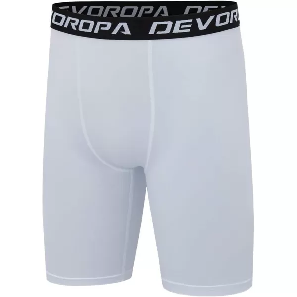 DEVOROPA Youth Boys Compression Shorts Performance Athletic Base Layers Workout Training Underwear Side Pocket Pack of 2BlackWhiteno Side Pockets