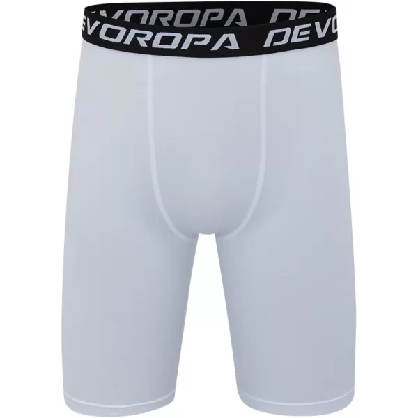 DEVOROPA Youth Boys Compression Shorts Performance Athletic Base Layers Workout Training Underwear Side Pocket Pack of 2BlackWhiteno Side Pockets