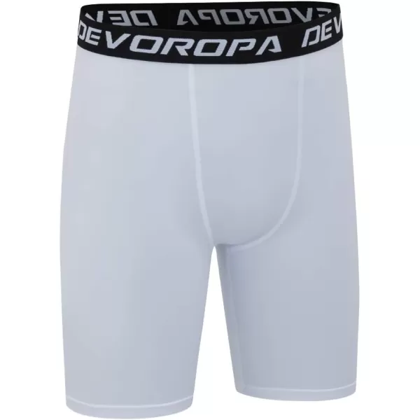DEVOROPA Youth Boys Compression Shorts Performance Athletic Base Layers Workout Training Underwear Side Pocket Pack of 2BlackWhiteno Side Pockets