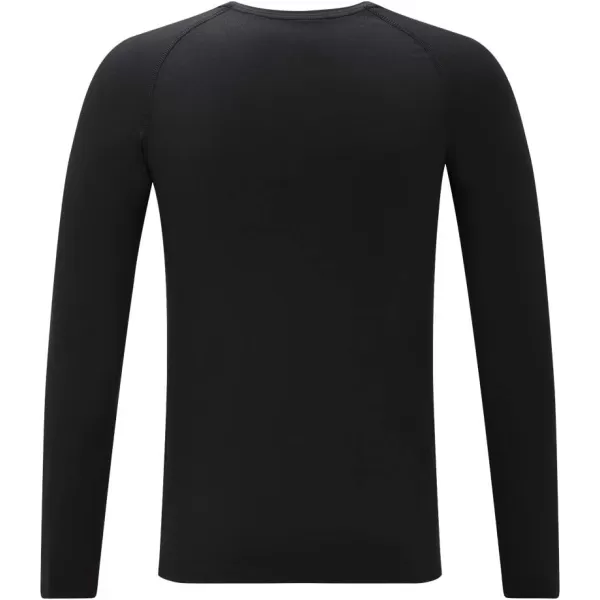 DEVOROPA Youth Boys Compression Thermal Shirt Long Sleeve Fleece Baselayer Soccer Baseball UndershirtCrew Neckblack