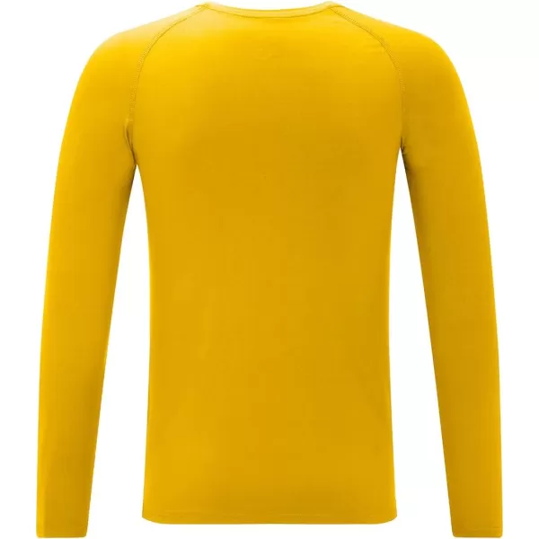 DEVOROPA Youth Boys Compression Thermal Shirt Long Sleeve Fleece Baselayer Soccer Baseball UndershirtCrew Neckgold