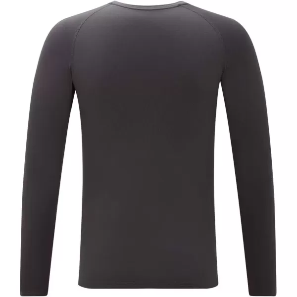 DEVOROPA Youth Boys Compression Thermal Shirt Long Sleeve Fleece Baselayer Soccer Baseball UndershirtCrew Neckgray
