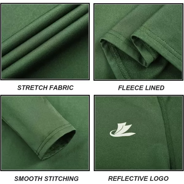DEVOROPA Youth Boys Compression Thermal Shirt Long Sleeve Fleece Baselayer Soccer Baseball UndershirtCrew Neckgreen