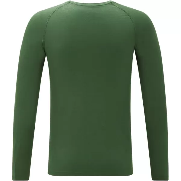 DEVOROPA Youth Boys Compression Thermal Shirt Long Sleeve Fleece Baselayer Soccer Baseball UndershirtCrew Neckgreen