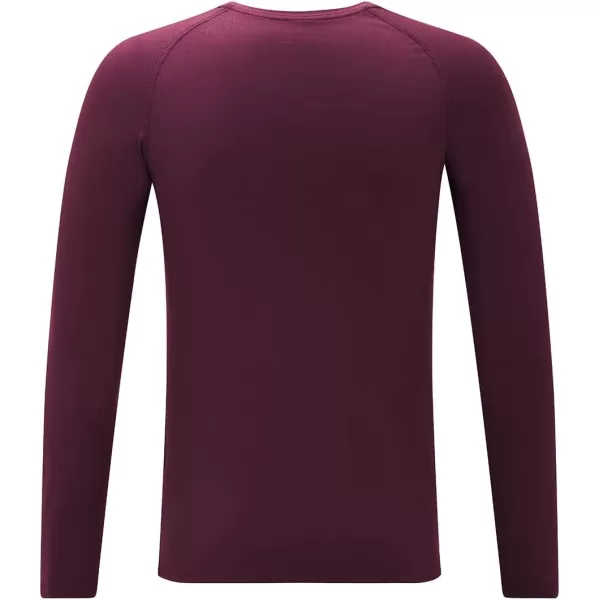 DEVOROPA Youth Boys Compression Thermal Shirt Long Sleeve Fleece Baselayer Soccer Baseball UndershirtCrew Neckmaroon