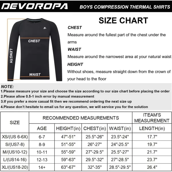 DEVOROPA Youth Boys Compression Thermal Shirt Long Sleeve Fleece Baselayer Soccer Baseball UndershirtCrew Neckmaroon