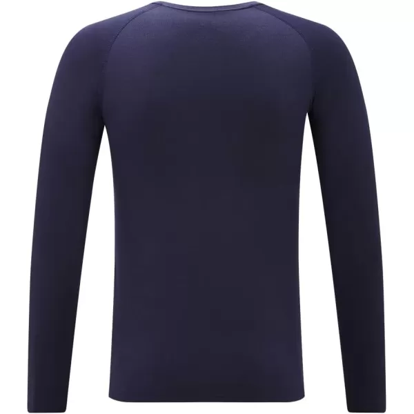 DEVOROPA Youth Boys Compression Thermal Shirt Long Sleeve Fleece Baselayer Soccer Baseball UndershirtCrew Necknavy