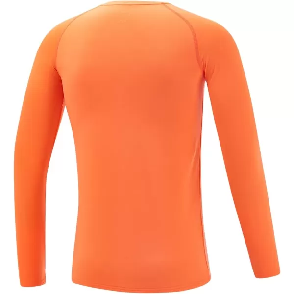 DEVOROPA Youth Boys Compression Thermal Shirt Long Sleeve Fleece Baselayer Soccer Baseball UndershirtCrew Neckorange