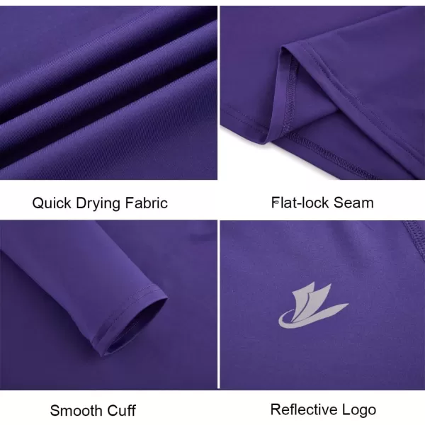 DEVOROPA Youth Boys Compression Thermal Shirt Long Sleeve Fleece Baselayer Soccer Baseball UndershirtCrew Neckpurple