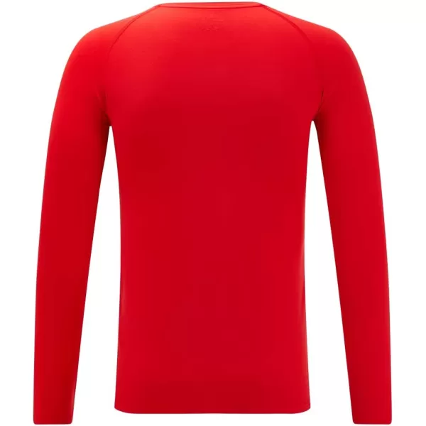 DEVOROPA Youth Boys Compression Thermal Shirt Long Sleeve Fleece Baselayer Soccer Baseball UndershirtCrew Neckred