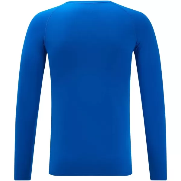 DEVOROPA Youth Boys Compression Thermal Shirt Long Sleeve Fleece Baselayer Soccer Baseball UndershirtCrew Neckroyal Blue