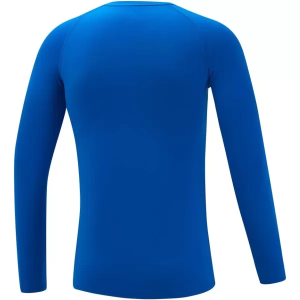 DEVOROPA Youth Boys Compression Thermal Shirt Long Sleeve Fleece Baselayer Soccer Baseball UndershirtCrew Neckroyal Blue