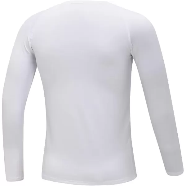 DEVOROPA Youth Boys Compression Thermal Shirt Long Sleeve Fleece Baselayer Soccer Baseball UndershirtCrew Neckwhite