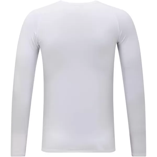 DEVOROPA Youth Boys Compression Thermal Shirt Long Sleeve Fleece Baselayer Soccer Baseball UndershirtCrew Neckwhite