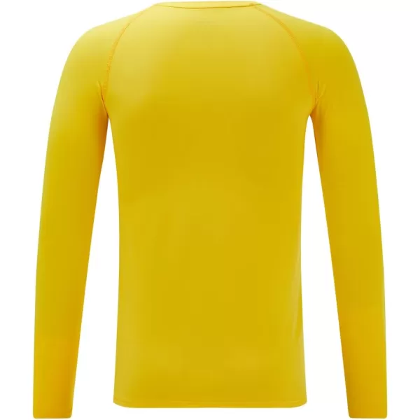 DEVOROPA Youth Boys Compression Thermal Shirt Long Sleeve Fleece Baselayer Soccer Baseball UndershirtCrew Neckyellow