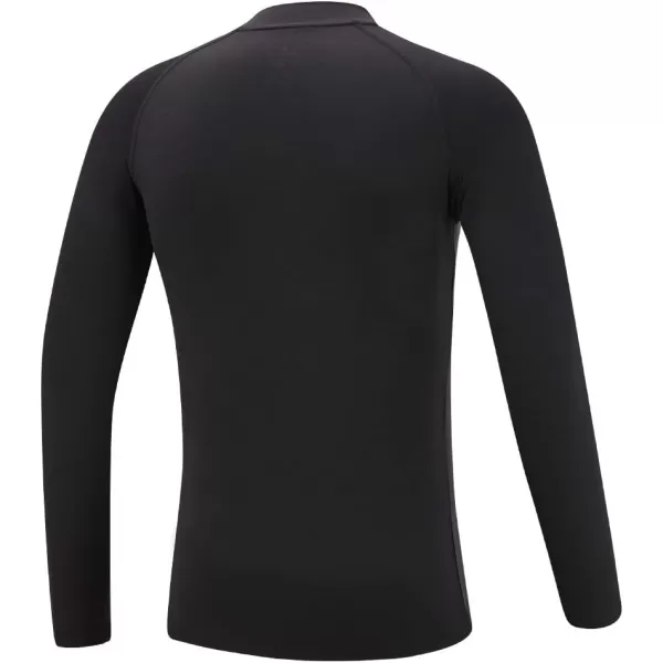 DEVOROPA Youth Boys Compression Thermal Shirt Long Sleeve Fleece Baselayer Soccer Baseball UndershirtMock Neckblack