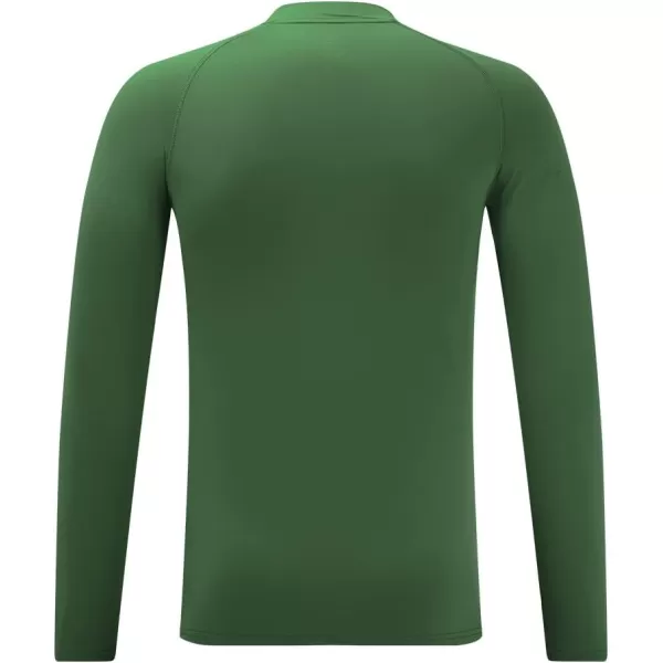 DEVOROPA Youth Boys Compression Thermal Shirt Long Sleeve Fleece Baselayer Soccer Baseball UndershirtMock Neckgreen
